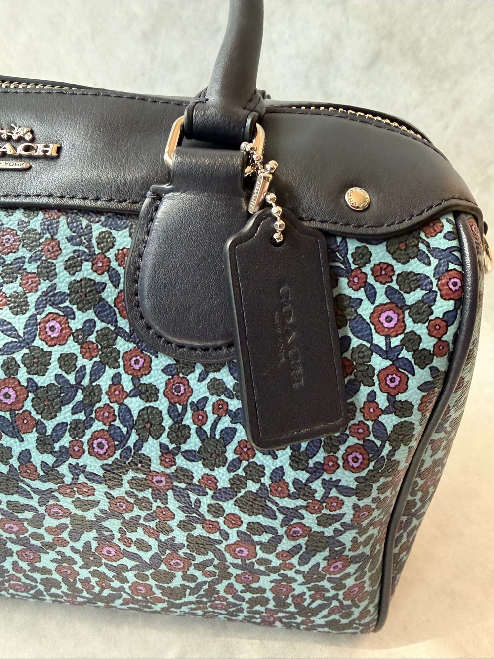 Coach F59445 Mini Bennett Ranch Floral Mist Cornflower Satchel NWT - Picture 7 of 8